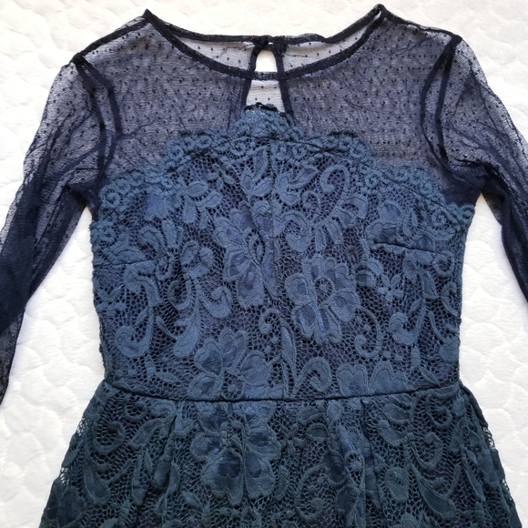 ASOS lace & dobby skater dress emerald lace mini 2 - Picture 11 of 12